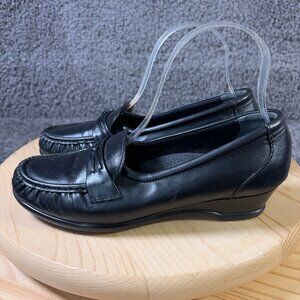 SAS Easier Shoe Women Size 8 Leather Black Slip On Comfort Loafer Made in USA